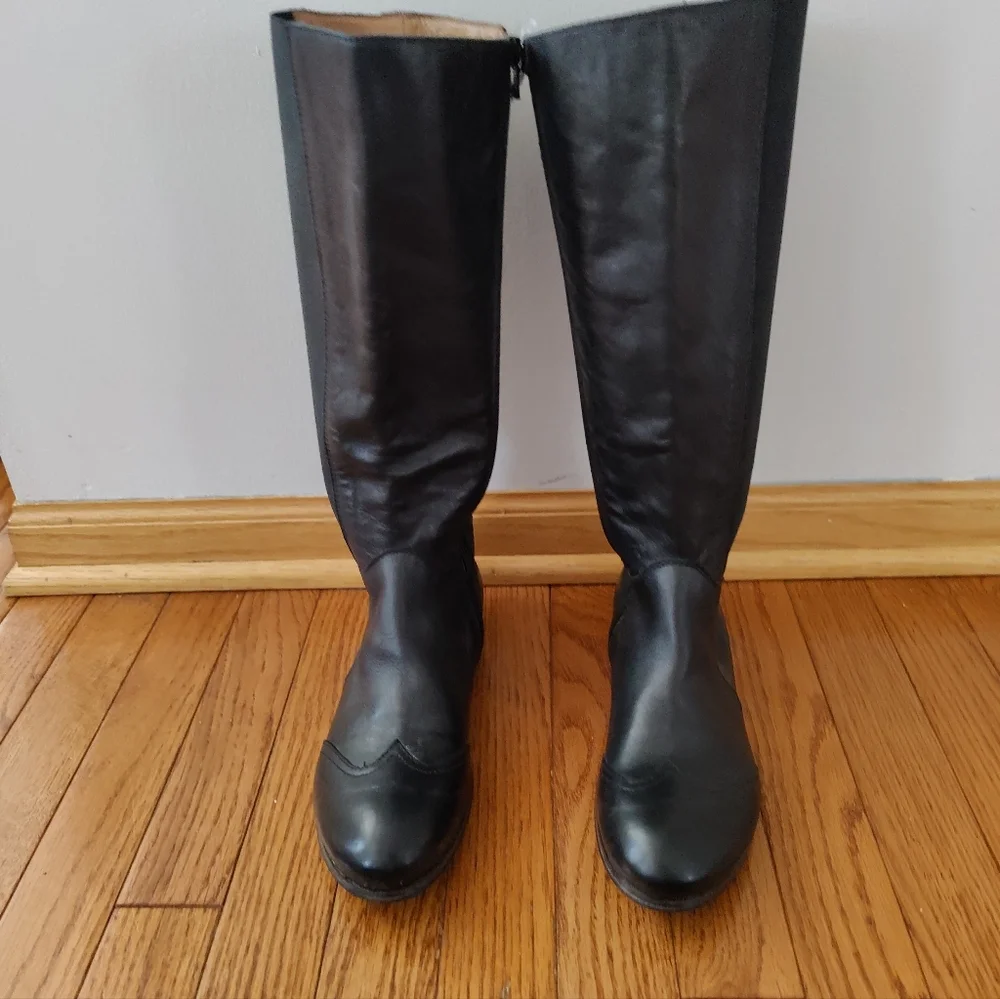 Moma Women's Tall Leather Boots in Black
